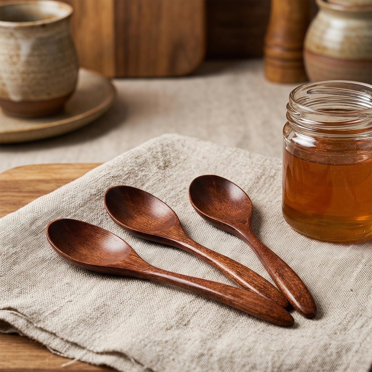TOYANDONA 10Pcs Wooden Spoon Set Small Coffee Wood Spoons for Sugar Salt Spice Jars Reusable Serving Spoons Wood Compact 5.70In Kitchen Utensils