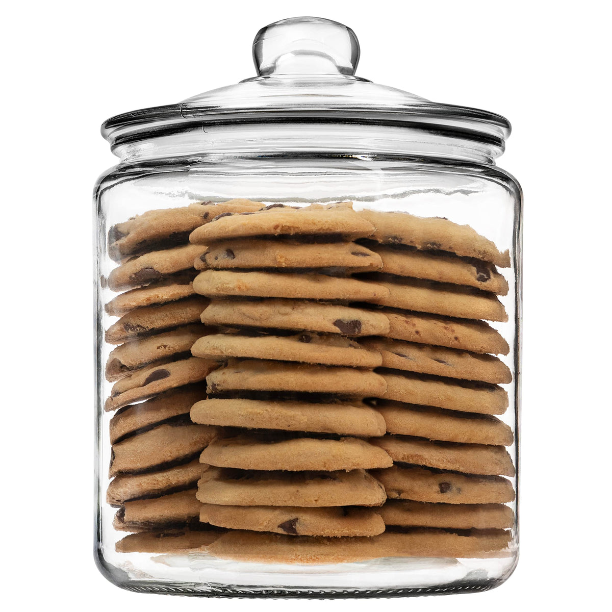 1 Gallon Glass Cookie Jar with Lid – Glass Jar with Lid - Airtight Food Storage Container for Cookies, Candy, Flour, Dog Treats – Clear Large Kitchen Jar for Pantry - Glass Containers with Lids