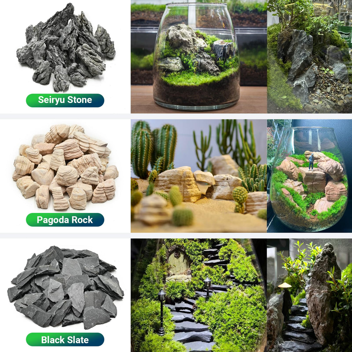 KINGRUI Natural Rocks Dragon Stone 1-2.5 Inches Decorative Rocks for Miniature Terrariums,Fairy Gardens,Bonsai,DIY Crafts, Aquariums Dioramas & Wargaming-1lb