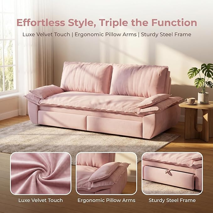 73.2" Sofa Bed Queen, 3-in-1 Pull Out Sofa Bed