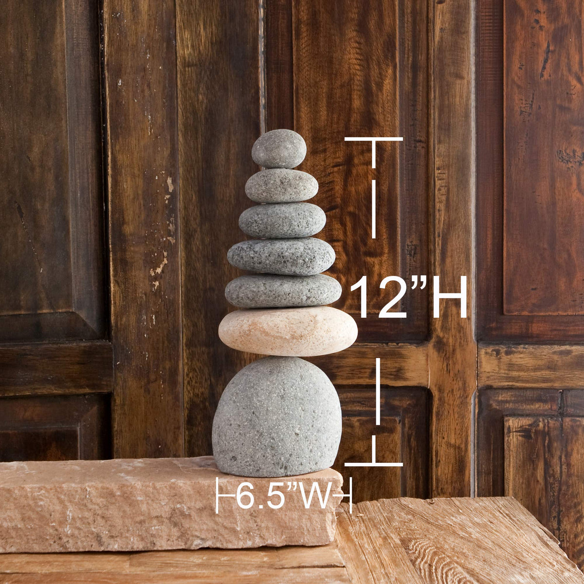 Garden Age Supply Natural River Rocks Stacked Stone Balanced Rock Cairn Sculpture - Zen Stones Meditation Cairn (Septuple)