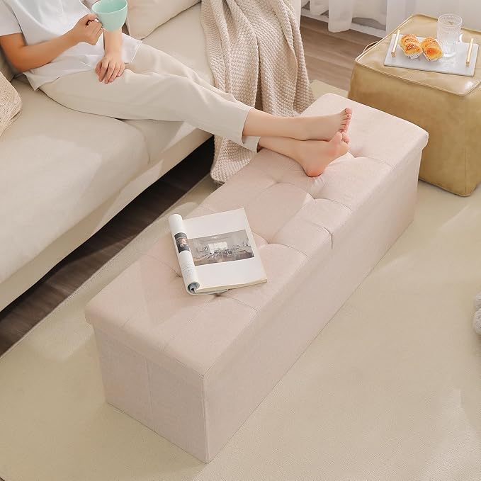 45.3 Inches Ottoman Bench With 166L Storage Space