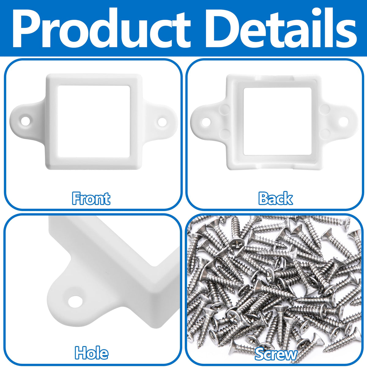 Shupakul 80 Pcs H705 LED Light Mounting Bracket Clip,Waterproof H705 LED Lights Mount Set with 160 Screws,Screw Mounting White Square Light Brackets for Outdoor Installation