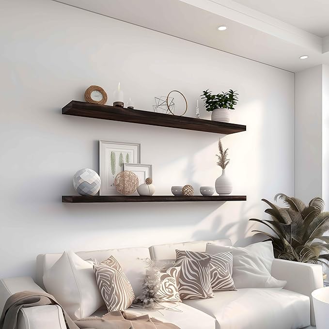 YYWUOJJ Wood Floating Shelves for Wall Decor, Rustic Wall Shelves for Bedroom