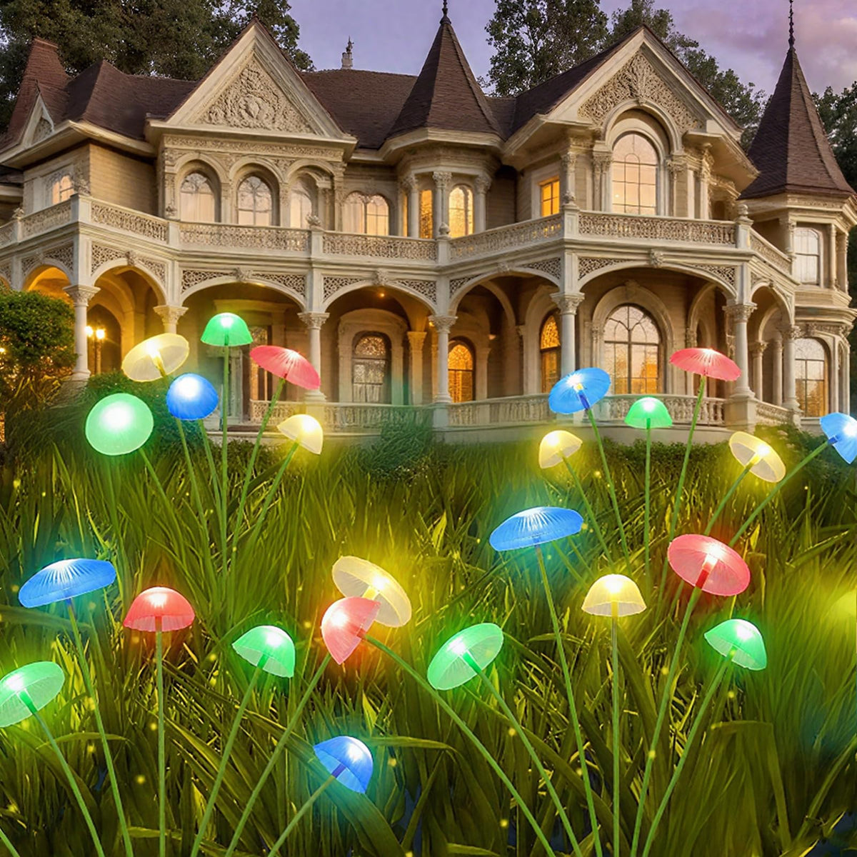Solar Mushroom Light Outdoor Waterproof,Garden Patio Decorative 4 Colour Lights for Patio Lawn,Landscape Lighting Large Bulbs,Starlight Windswept Lights,Great Gift for Women for Gardening,2 Packs