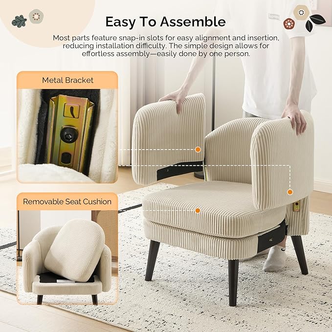 VINGLI 30.3" Wide Modern Barrel Accent Armchair