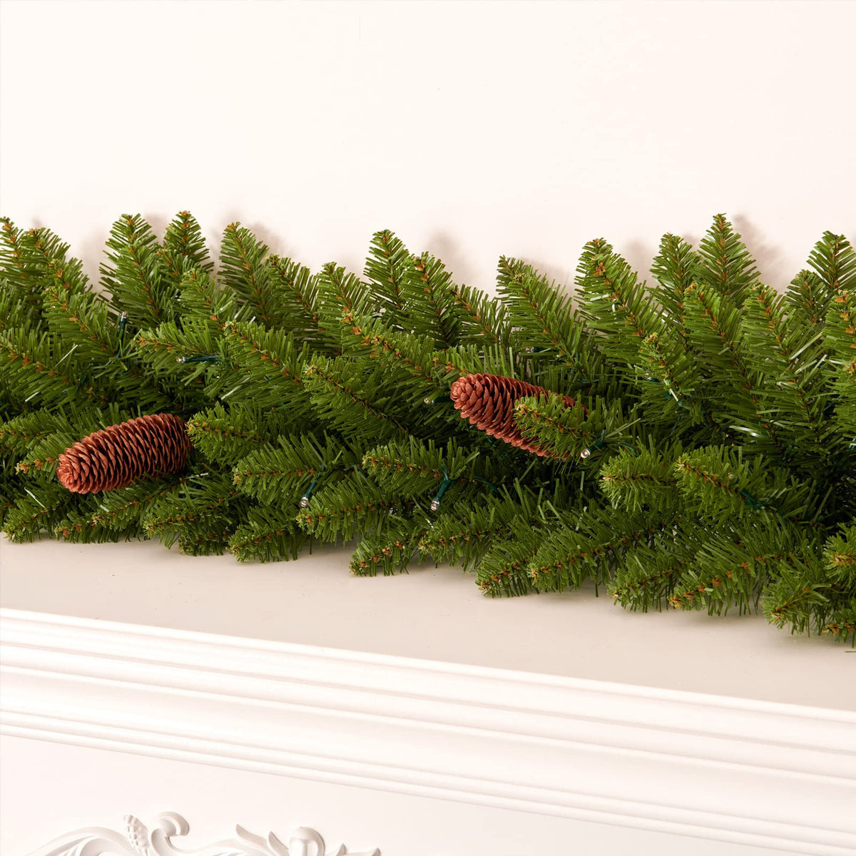 AMERZEST 9 FT Christmas Garland Pre-lit 70 LED Lights Holiday Artificial Decor for Stairs Mantle Door Indoor Outdoor Garland with Battery Operated Timer