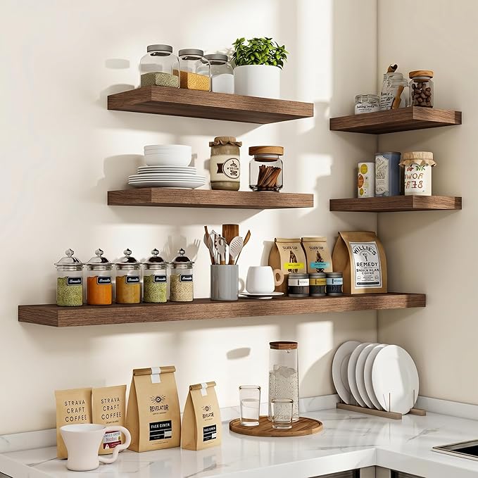 Acovy 24 Inch Floating Shelves, Wooden Shelves