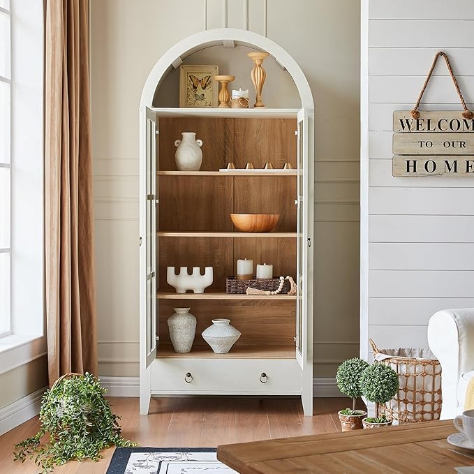 RowyPoey Farmhouse Arched Cabinet