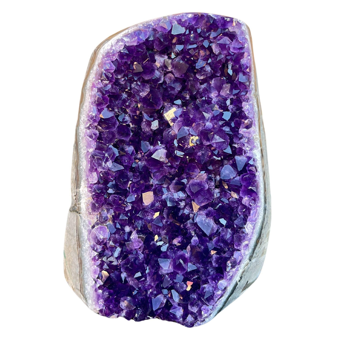 TRUENERGY Polished Amethyst Cluster Quartz Crystal – 1.5 To 2.0 lbs Grade A+ Raw Dark Purple Geode Stone With Rounded Edge – Home Decoration, Meditation Healing, and Positive Energy (1.5-2 lbs)
