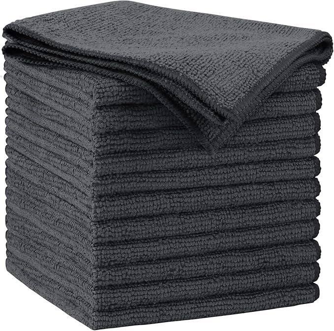 AIDEA Microfiber Cleaning Cloth Grey 12PK, Microfiber Towels