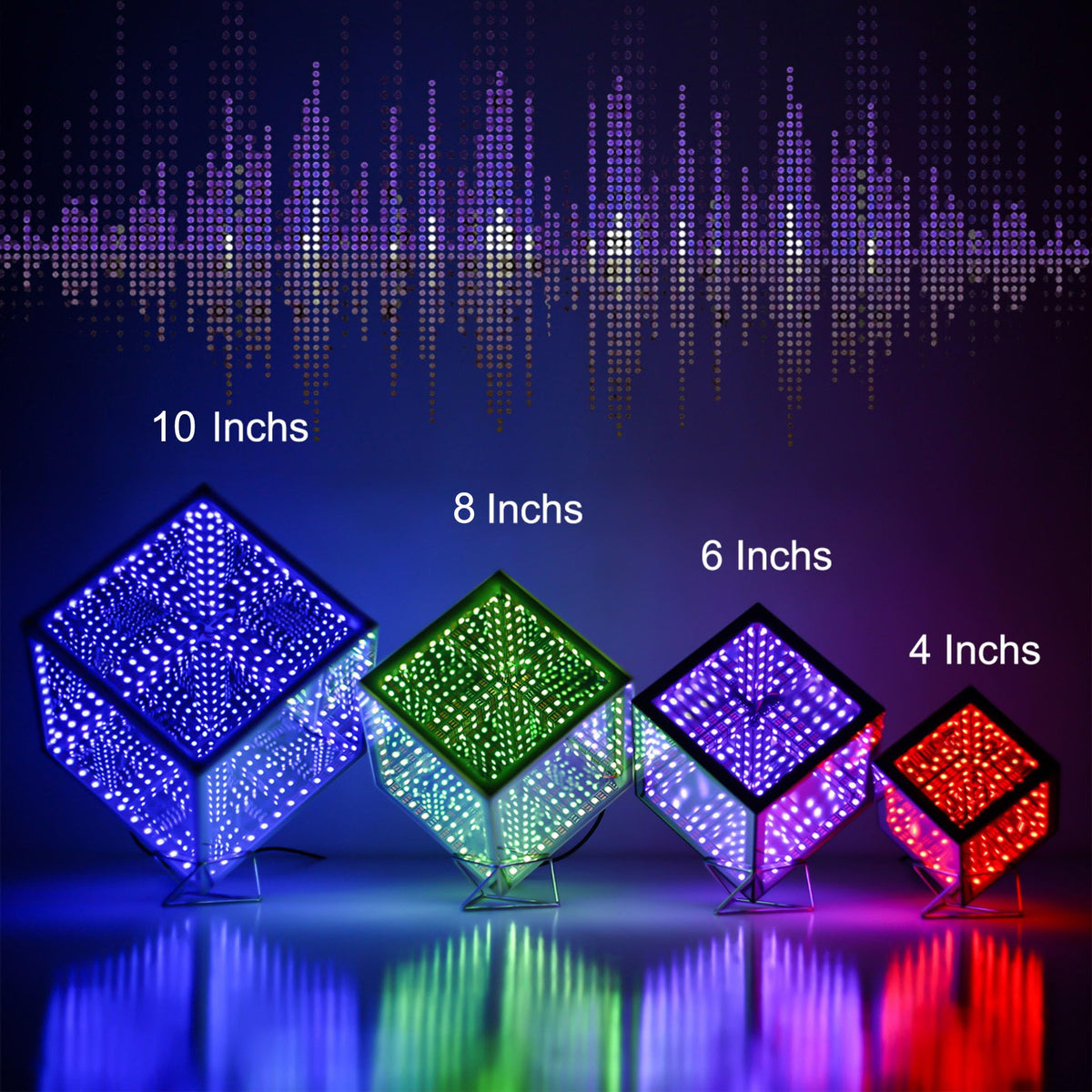 Heepulor Infinity Mirror Hyper Cube Table Lamp, Desk Art Night Light, Color-Changing Music-Sync APP-Controlled Ambient Light for Gaming, Party, Home, Gift (10 Inches)