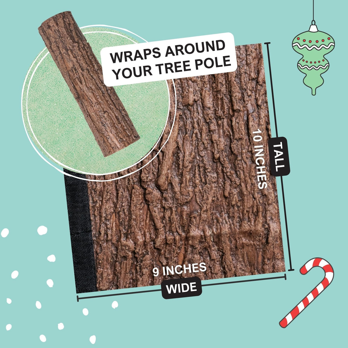 Realistic Faux Brown Bark Xmas Tree Skirt Hides Fake Pole, By Christmas Tree Hugger