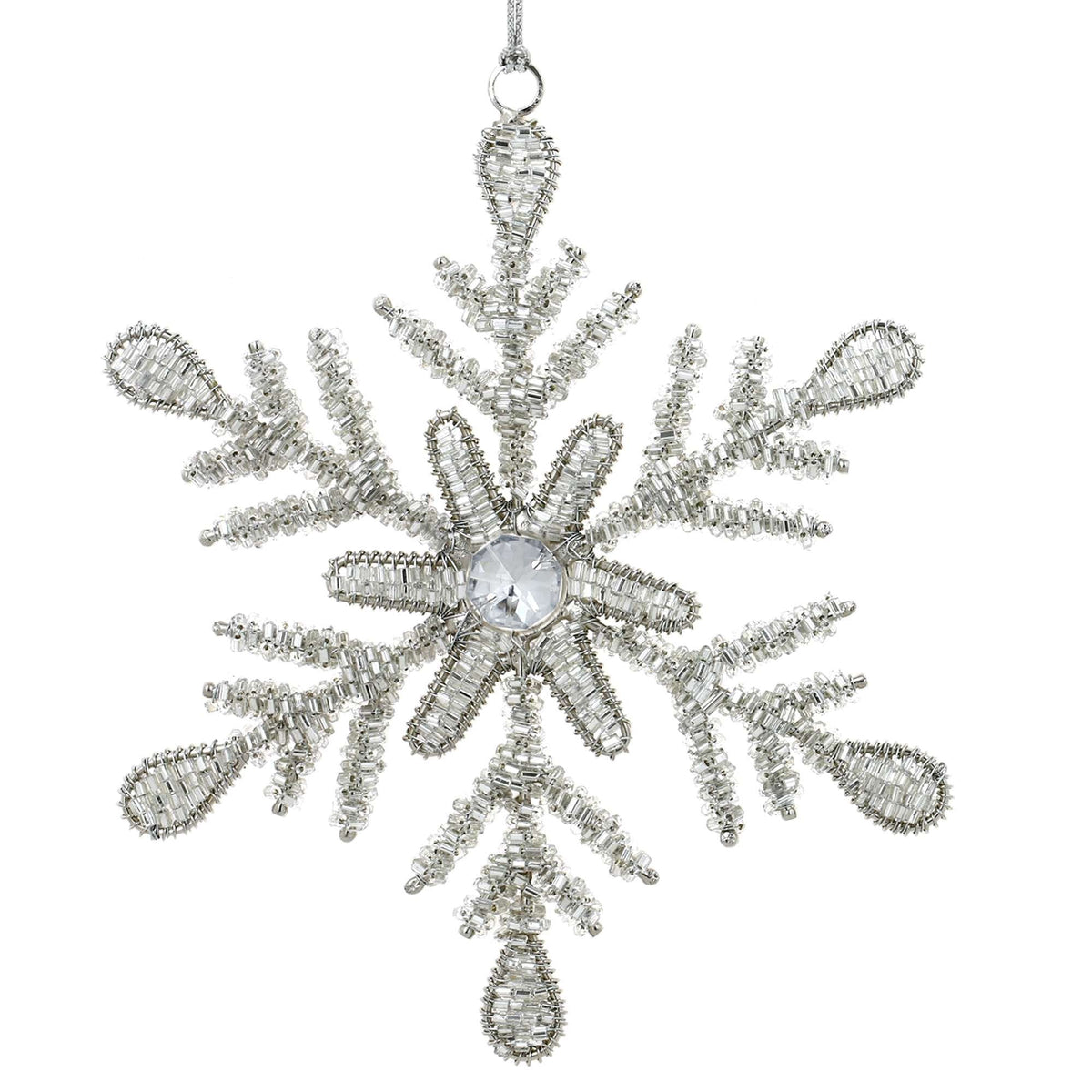 Handmade Snowflake Iron & Glass Pendant Christmas Tree Ornaments Set | ShalinIndia Elegant Hanging Decor for Home and Party Decoration | Ideal 6 Inches Christmas Decorations for Tree (E)