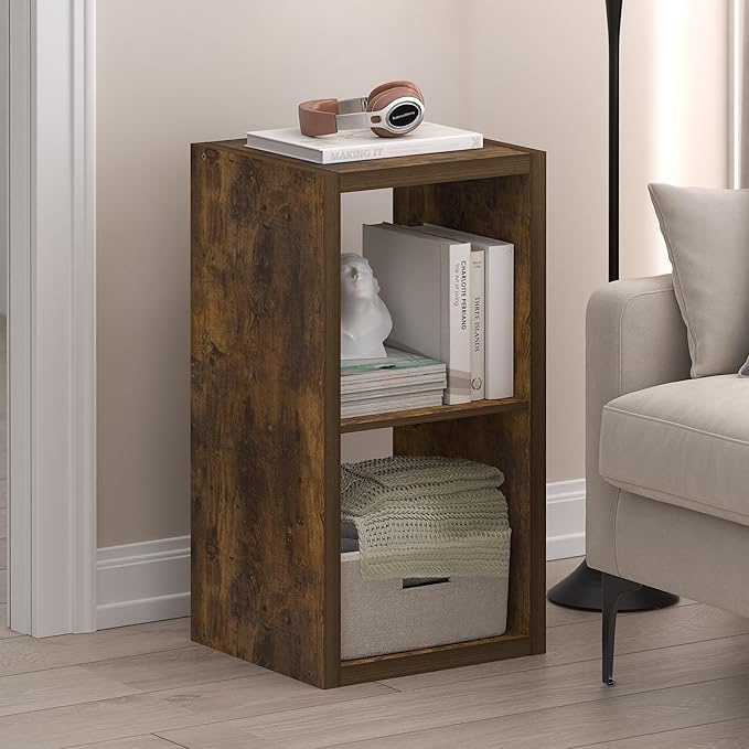 Furinno Cubicle Book Shelf, 2-Cube Bookshelf, Extra Thick Frame Horizontally &