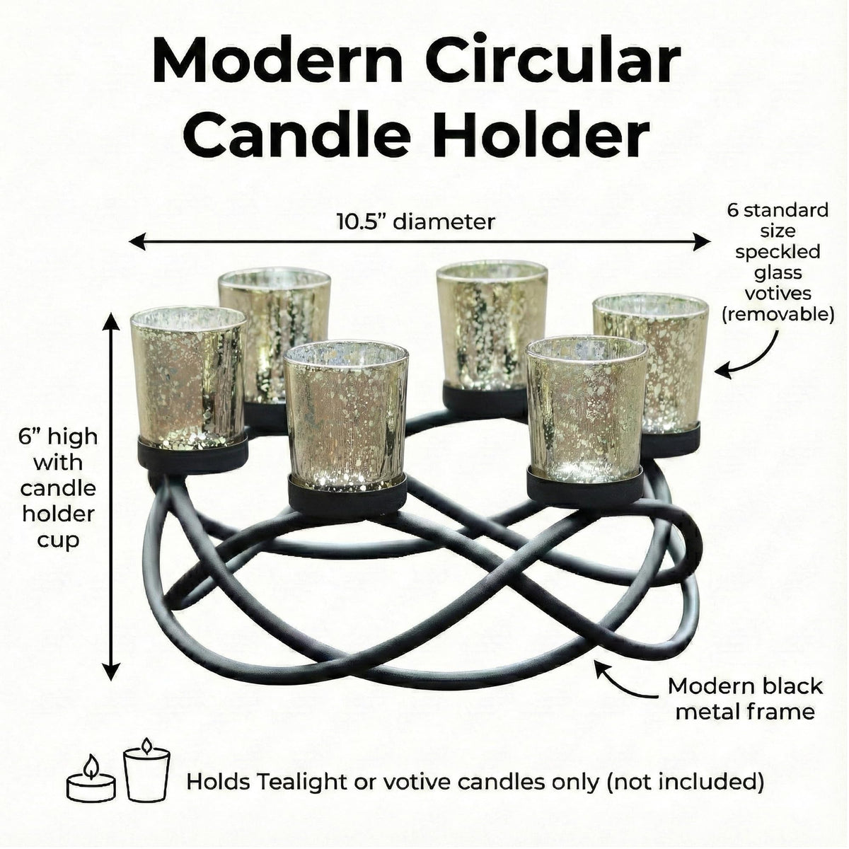 Seraphic Centerpieces for Kitchen Table Decor, Tealight Candle Holder, Gold