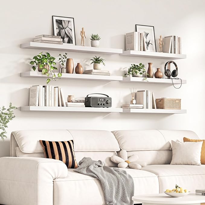 Fun Memories 67Inch Long Floating Shelves, 8 Inch Deep Shelves