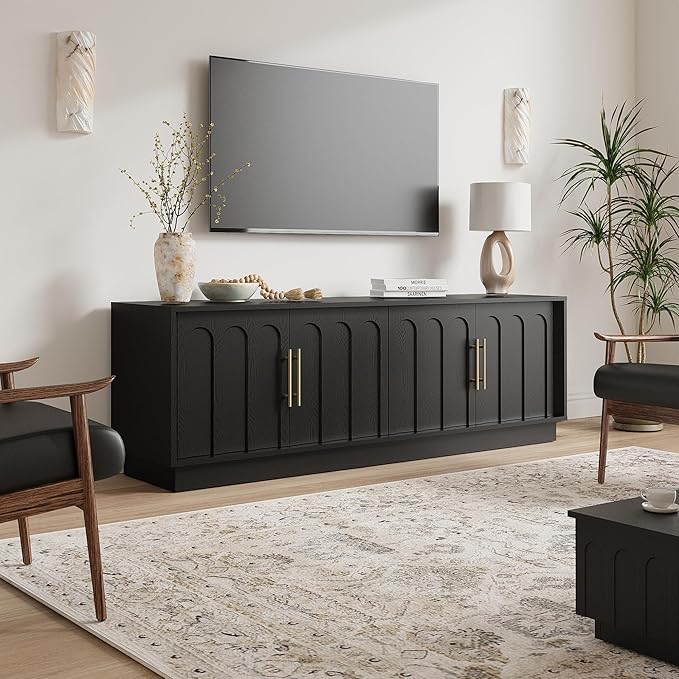 FORTUNETEC TV Stand for 75 Inch TV, Minimalist Media Console
