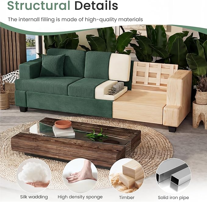YOUDENOVA Sofa, 63” Comfy Loveseat Sofa