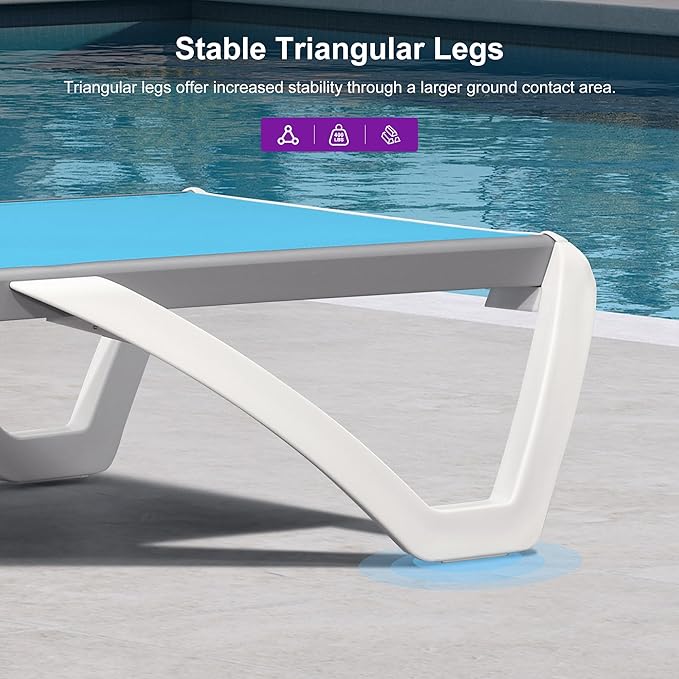 PURPLE LEAF Patio Chaise Lounge Chair Set Outside Aluminum Plastic Stackable