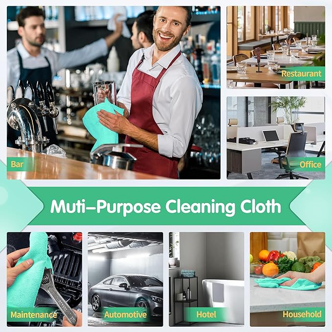 FIXSMITH Turquoise Microfiber Cleaning Cloth -Pack of 8, Highly Absorbent