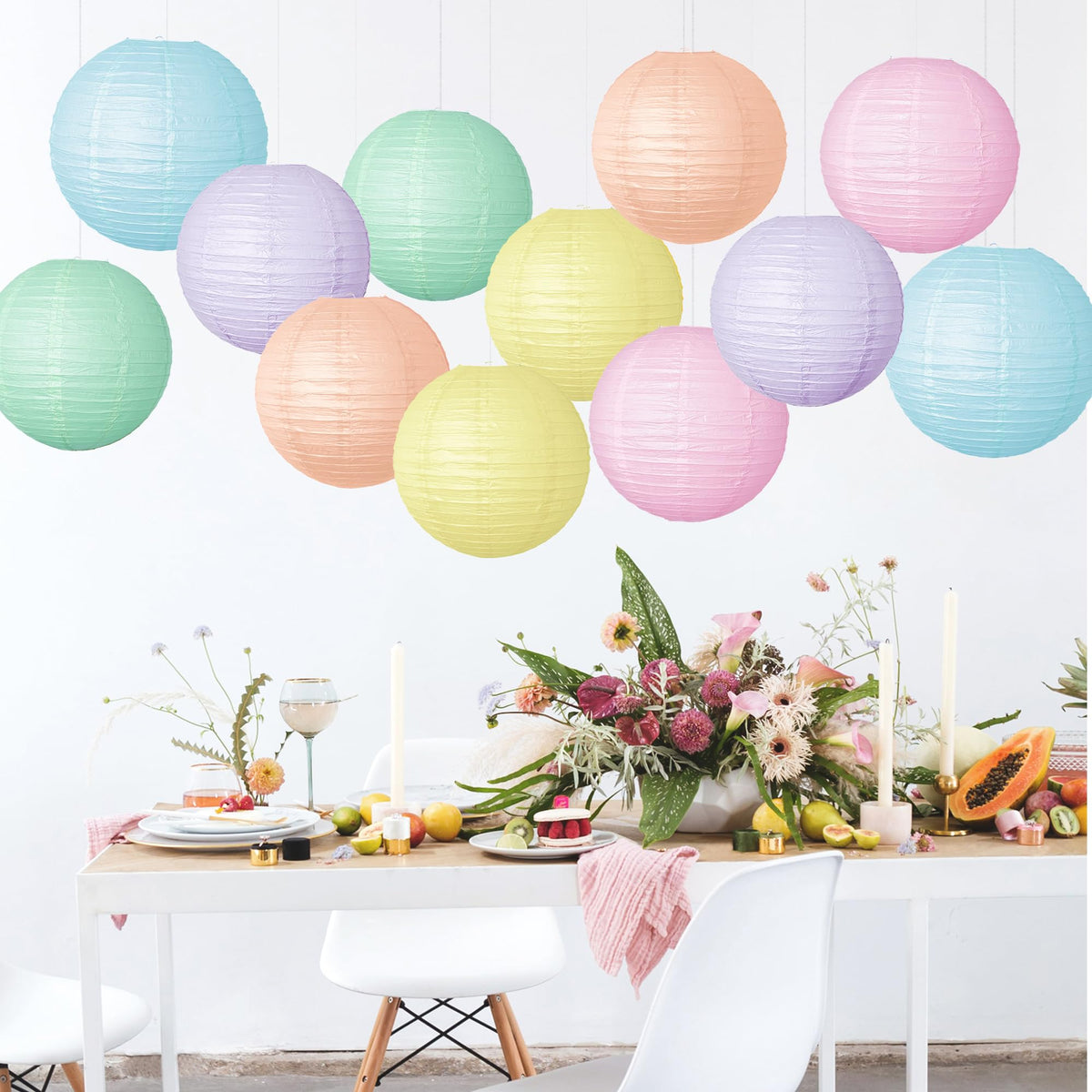 Macaron Paper Lantern Decoration 12PCS 10 Inch Hanging For Classroom Baby Shower decoration Wedding Valentine's Day Graduation Anniversary Picnic Gathering Christmas Bridal Home Decor Party Decoration