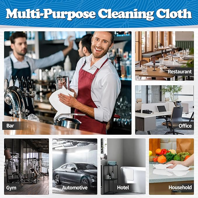FIXSMITH Microfiber Cleaning Cloth, Shop Towels Bulk, 24 Pack White Microfiber