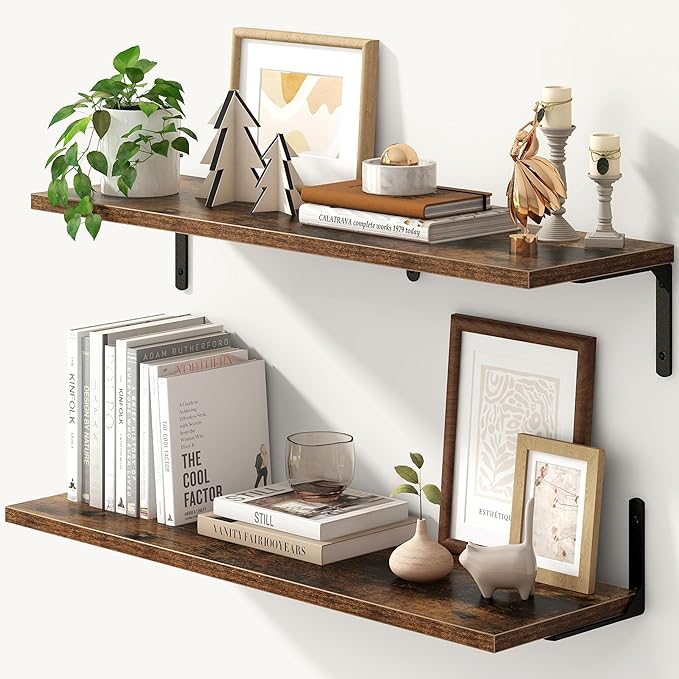 Fun Memories Deep Floating Shelves, 32W x 8D Floating Shelves Set of 2