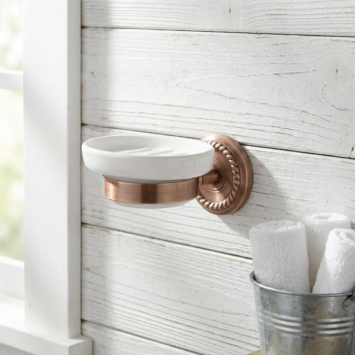 VOSAREA Ceramic Soap Holder Soap Tray Vintage Holder Wall-Mounted Dish Antique Luxury Dish for Shower Wall Rack for Bathroom
