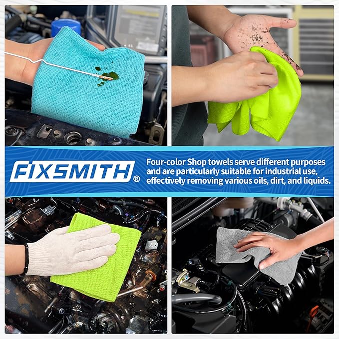 FIXSMITH Shop Towels, Microfiber Cleaning Cloth Bulk, 200 Pack Microfiber Towels
