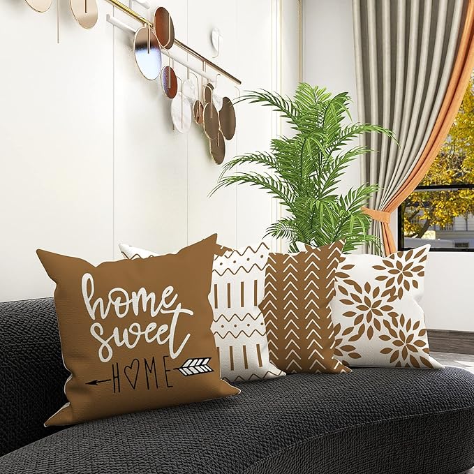YCOLL Pillow Covers 16x16 Set of 4, Modern Sofa Throw Pillow Cover, Decorative