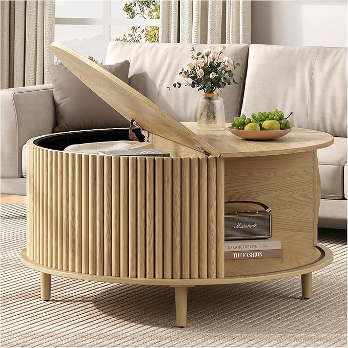 SULIVES Round Coffee Table