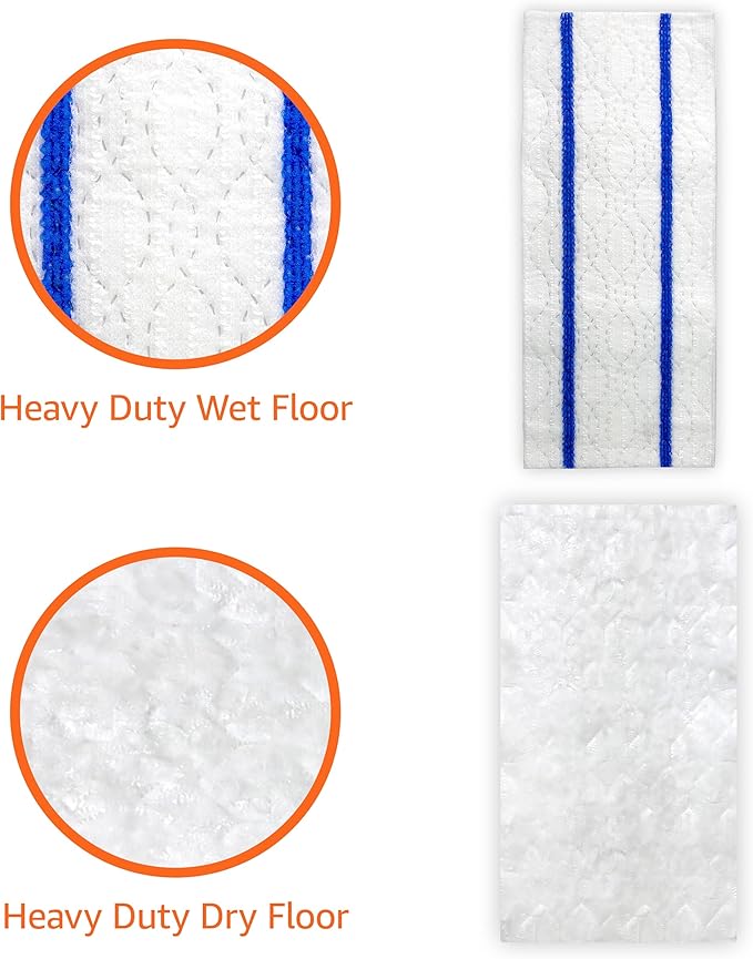 Amazon Basics Wet & Dry Sweeper Kit, 1 Sweeper Handle, 7 Heavy Duty Dry Floor