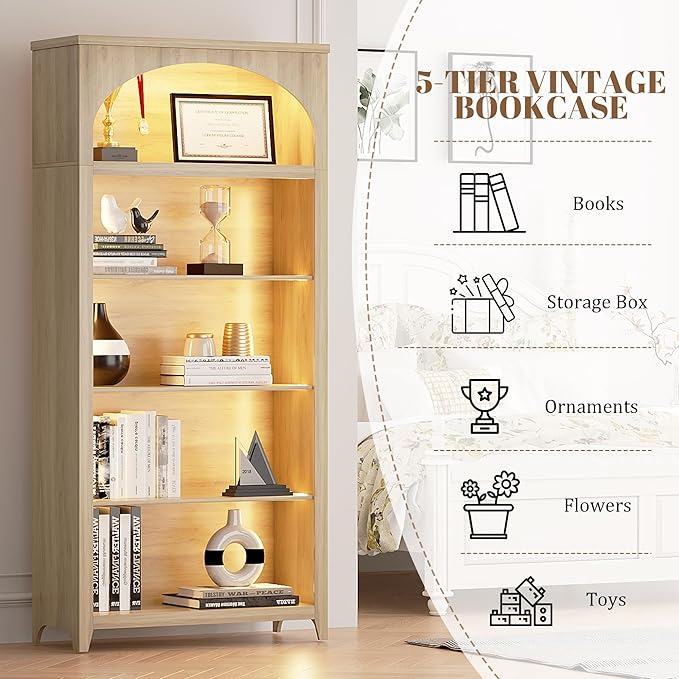 Dystler 5-Tier Arched Bookshelf