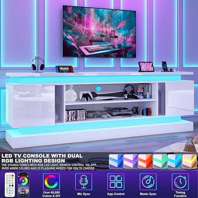 chartustriable 81IN LED TV Stands w/Power Outlet
