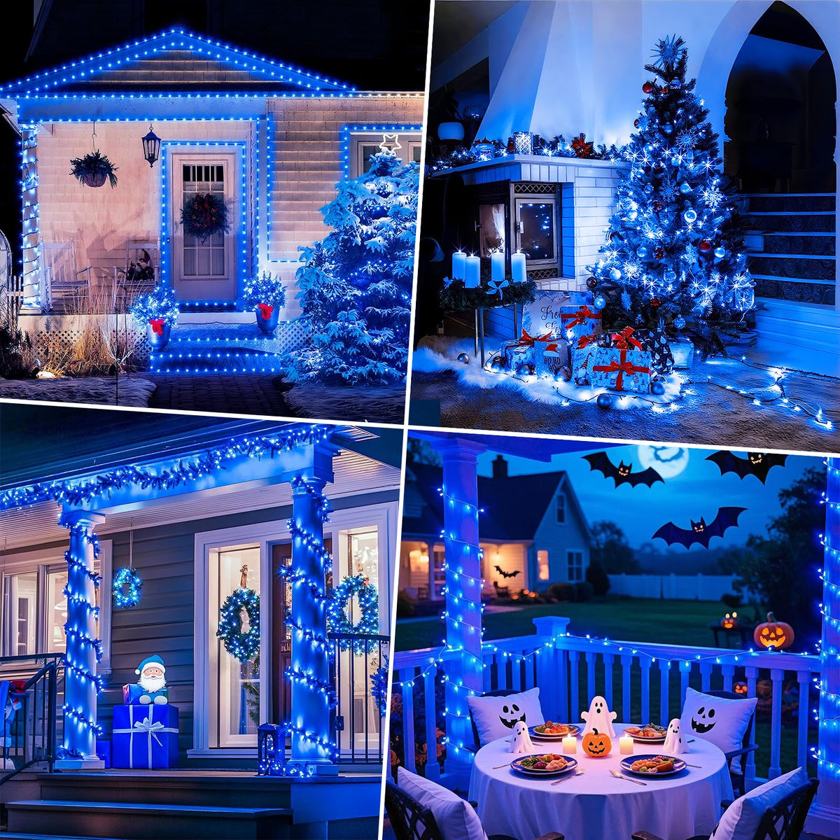 Decute Christmas String Lights Waterproof 300LED 105FT UL Certified with End-to-End Plug 8 Modes, Outdoor Indoor Starry Fairy Lights for Christmas Tree Patio Garden Wedding Party Decor Blue
