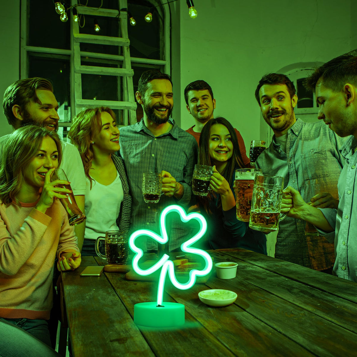 Clover Neon Signs Lights - Green Neon Signs Lights USB/Battery Powered Led Lucky Desktop Decor for Wedding Birthday Party Bedroom Shop Bar Christmas Gift Shop St Patricks Day Decor