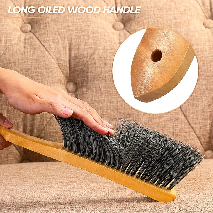 Patelai 2 Pieces Wooden Bench Brushes Fireplace Brush Natural Fiber Bench Soft