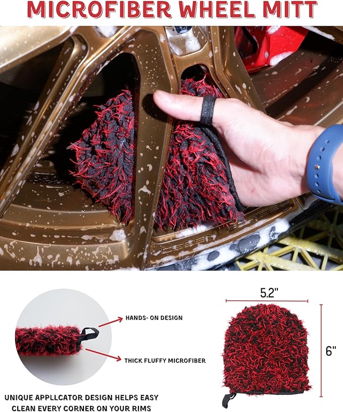 Premium 7PCS Car Wheel Rims Detail Cleaning PRO Wash Kit, Wheel Wash Mitt