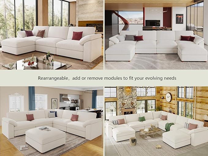 EASE MOOSE Sectional Modular Sofa, Oversized L Shape Sectional Wide Deep seat