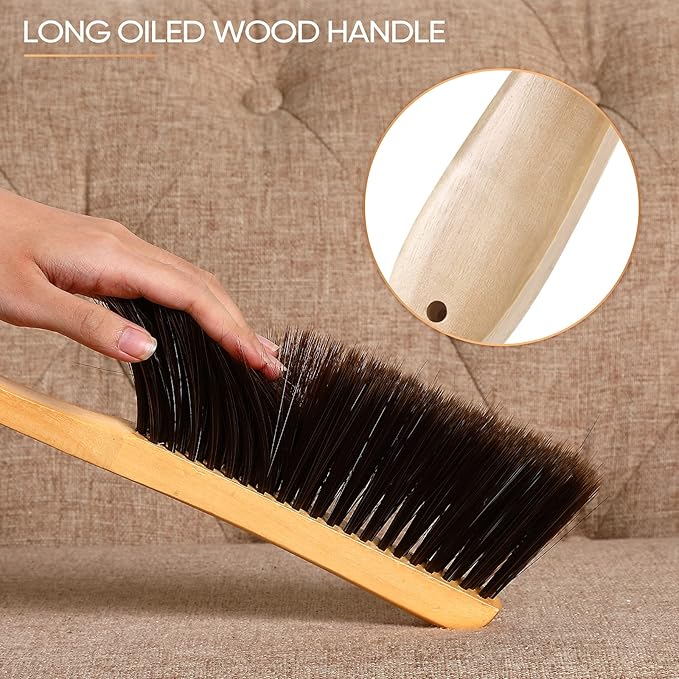 Patelai 2 Pieces Wooden Bench Brushes, Soft Bristles, Long Wood Handle