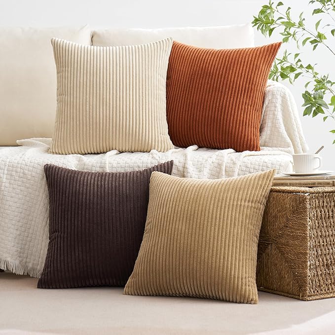 MIULEE Boho Farmhouse Throw Pillow Covers 18x18 Inch Set of 4 Rustic Mordern