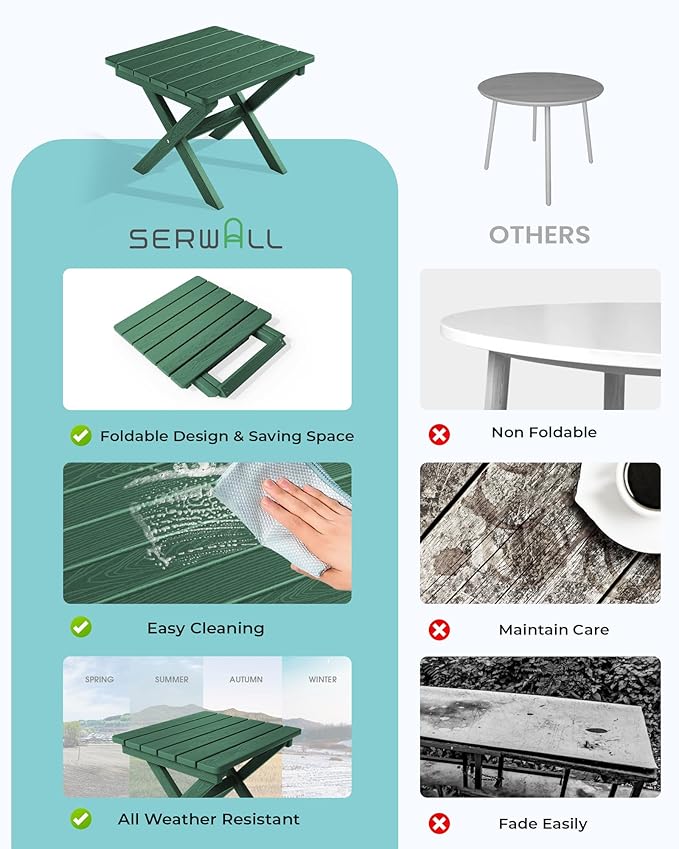 SERWALL Portable Folding Outdoor Side Table