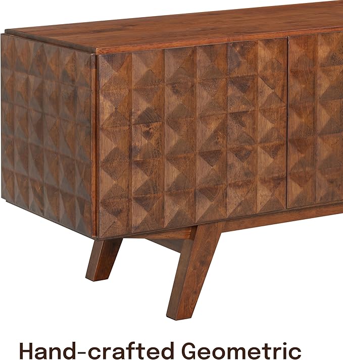 NTC Sapa Mid-Century Modern Solid Wood TV Stand 4-Door Media Console