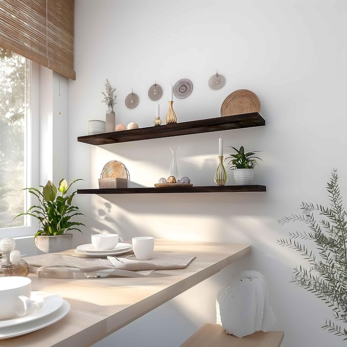 YYWUOJJ Wood Floating Shelves for Wall Decor, Rustic Wall Shelves for Bedroom
