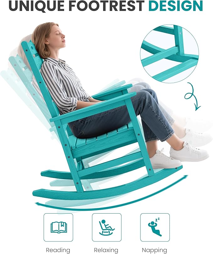 SERWALL Outdoor Rocking Chair, Oversized Rocking Chair