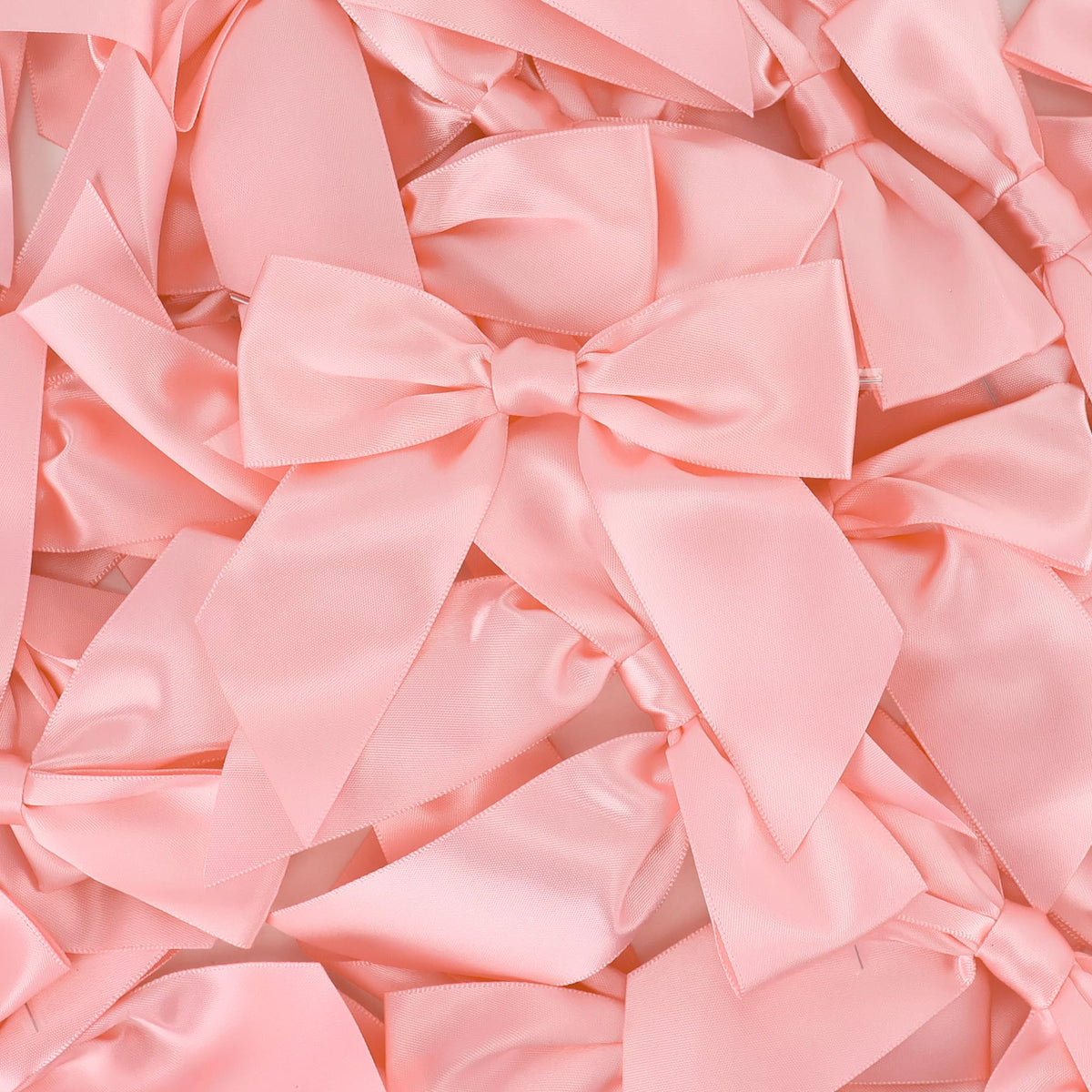 AIMUDI Baby Pink Satin Ribbon Bows 4.5" Pre-Tied Bows with Twist Ties for Gift Wrapping Treat Bags Boxes Baby Shower Wedding Party Favors Valentine's Day Decorations, 36 PCs