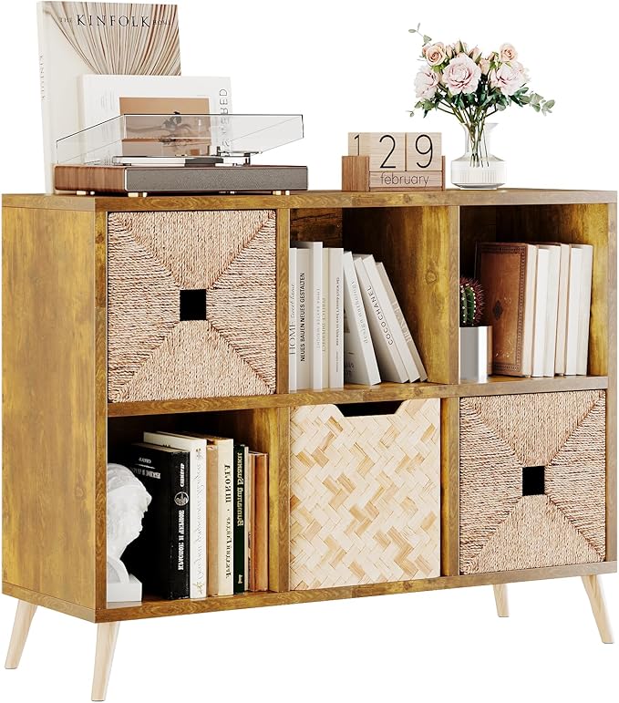 6 Cube Storage Organizer, Wood Bookcase