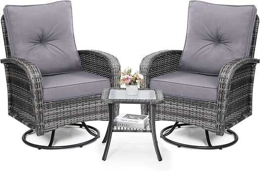 wildformers Luxury Outdoor Swivel Wicker Glider Patio Chairs