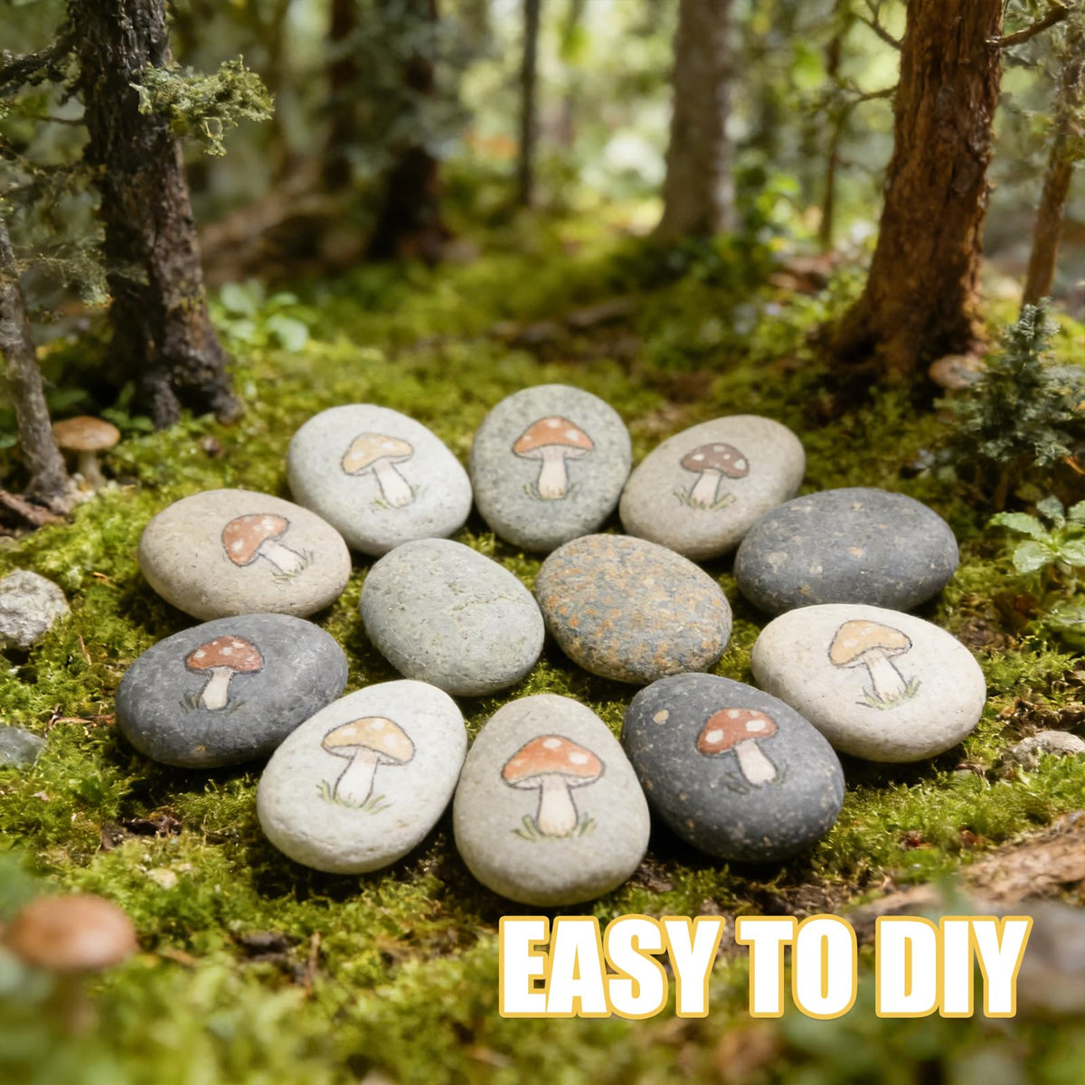 Wuyituart 4LB Large Rocks for Painting, 1-2 Inch Natural River Rocks, Decorative Stones for Fish Tank Aquarium Fountain Garden Arts Crafting